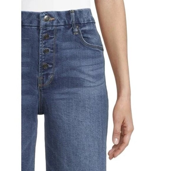 NWT Time And Tru Wide Leg Crop Blue Button Fly High Rise Jeans Womens Size 18 - Picture 3 of 14
